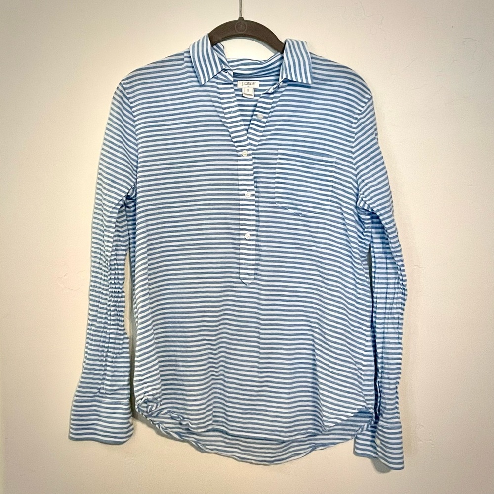 J Crew - Blue Stripe Button Down Blouse - S